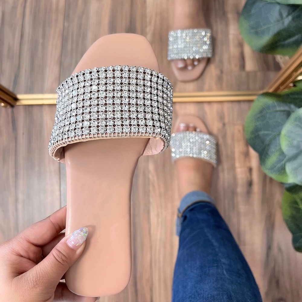 Melody rhinestone sandals -Nude